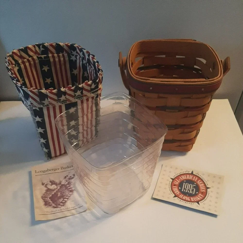 Longaberger 1995 All American Carry Along Basket Red White Blue Patriotic 6.5